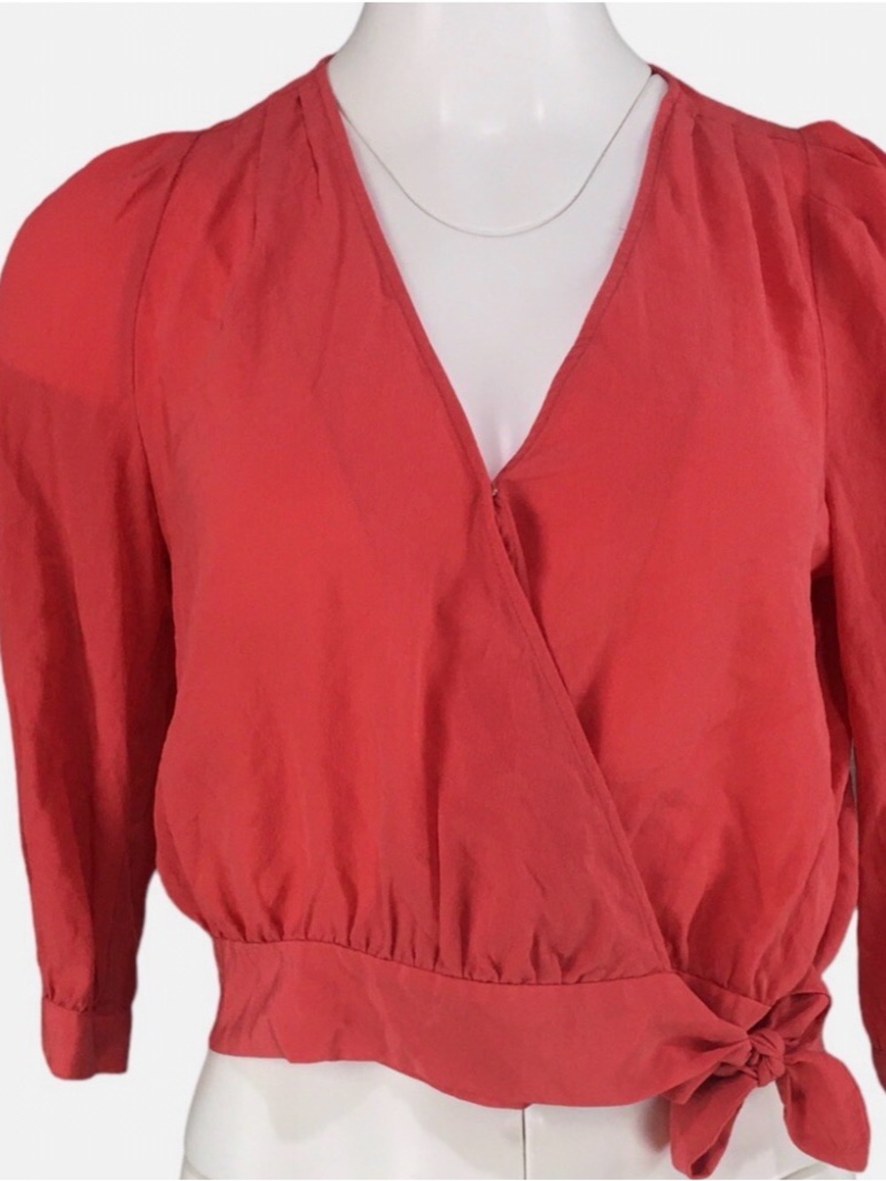 Madewell Wrap-Front Blouse in Coral
